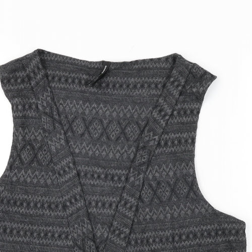 Marks and Spencer Womens Grey Geometric Polyester Basic T-Shirt Size 16 V-Neck