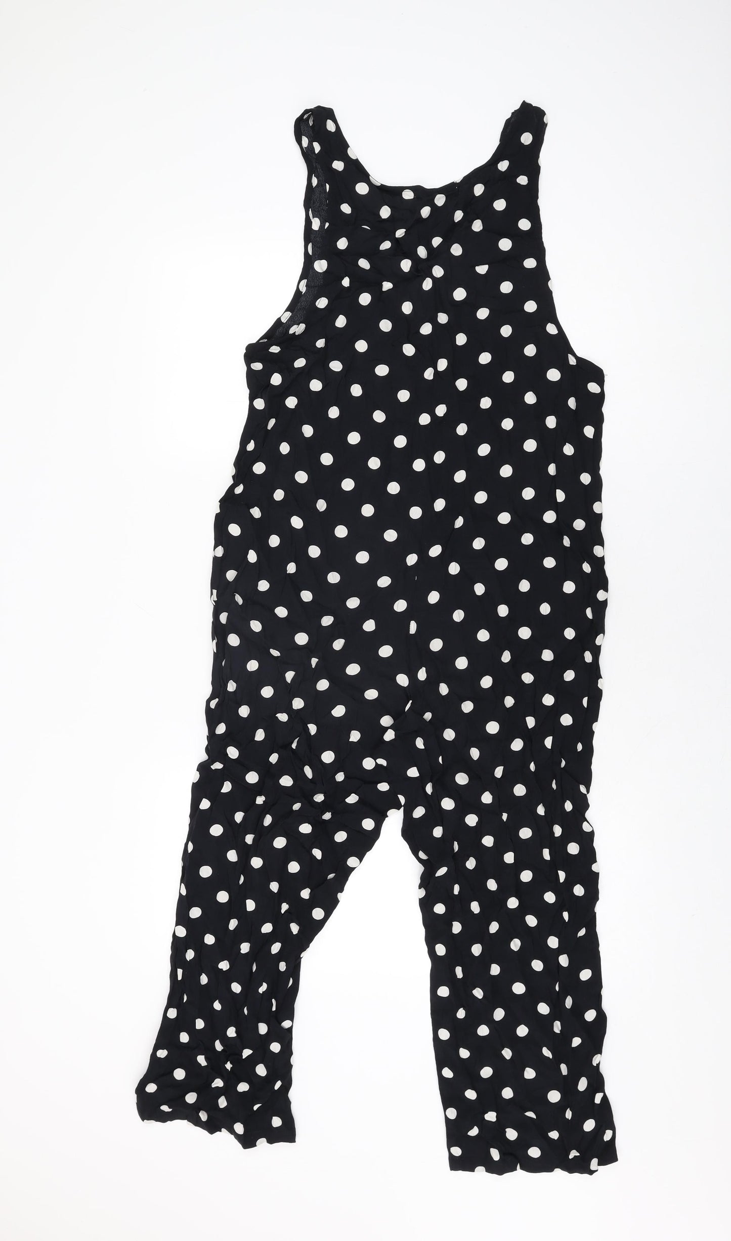 Mango Womens Black Polka Dot Viscose Jumpsuit One-Piece Size M L22 in Pullover