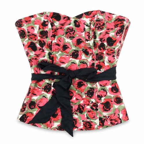 Warehouse Womens Pink Floral Cotton Basic T-Shirt Size 10 Off the Shoulder