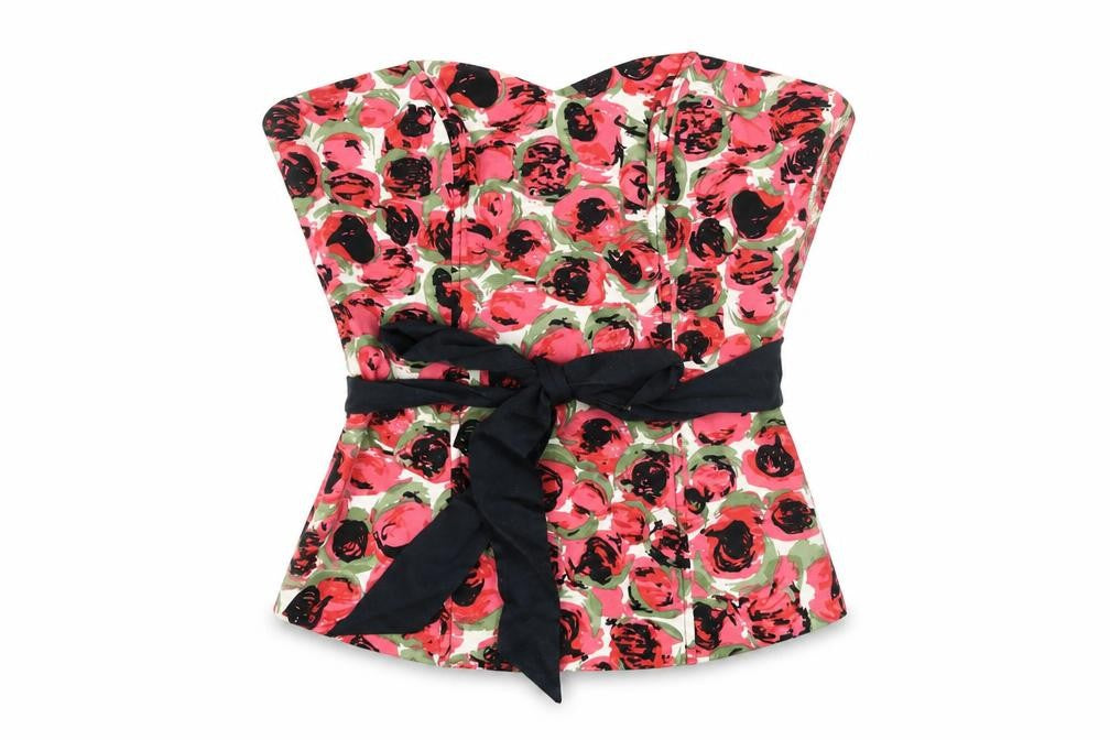Warehouse Womens Pink Floral Cotton Basic T-Shirt Size 10 Off the Shoulder