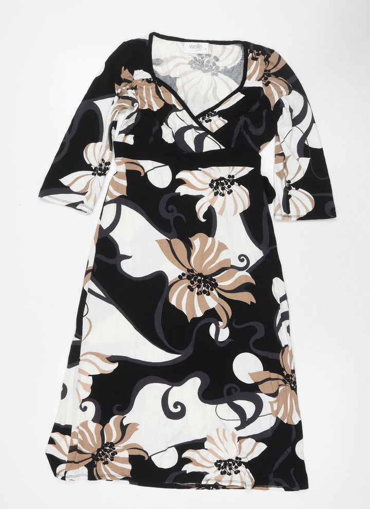 Wallis Womens Multicoloured Floral Viscose A-Line Size 8 V-Neck Pullover