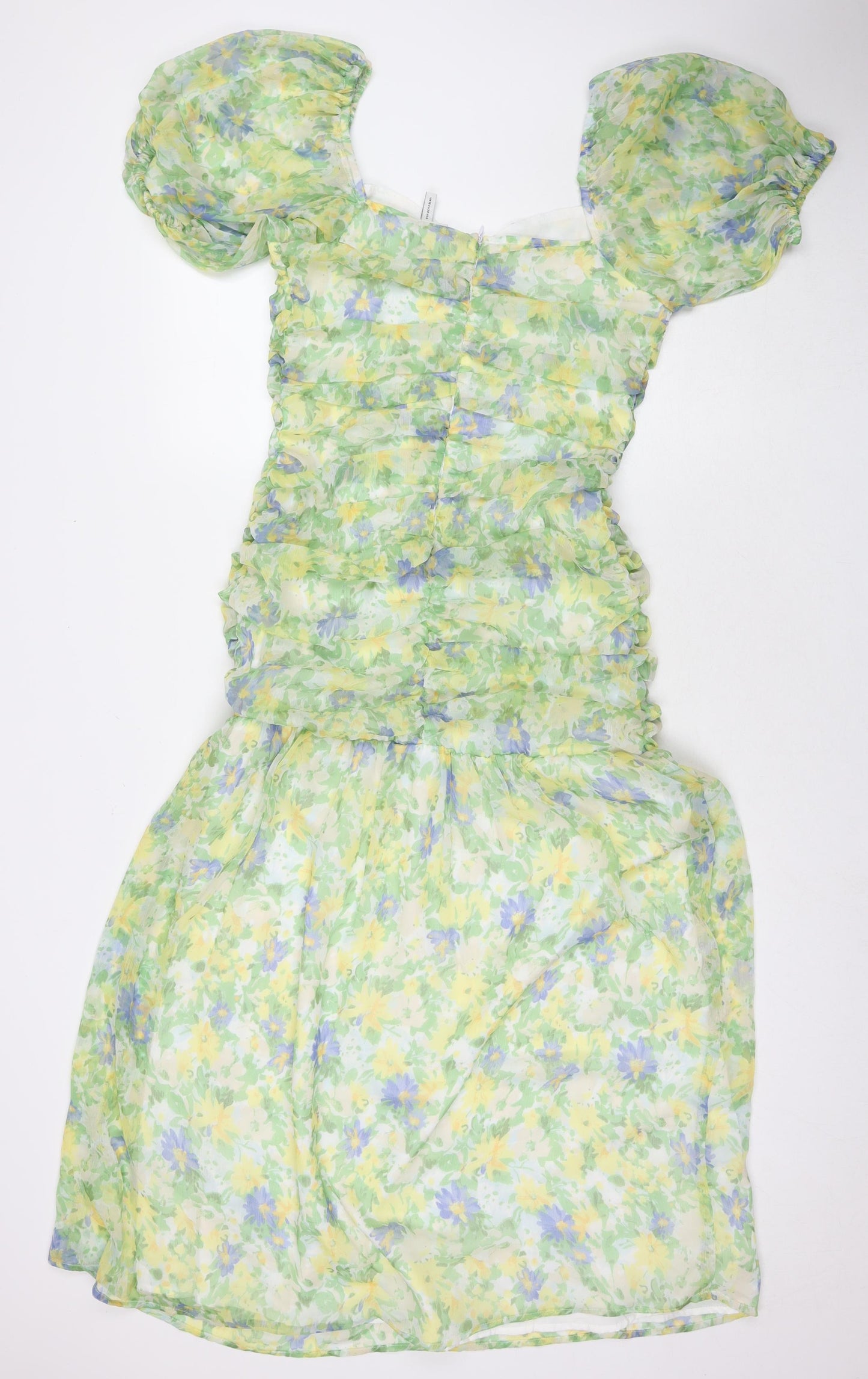 ASOS Womens Green Floral Polyester Maxi Size 10 Square Neck Zip