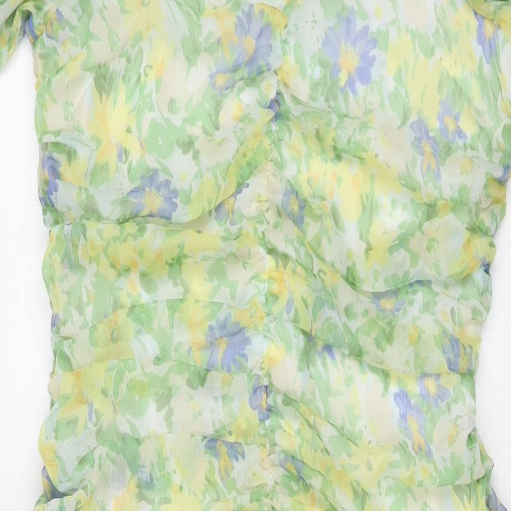 ASOS Womens Green Floral Polyester Maxi Size 10 Square Neck Zip