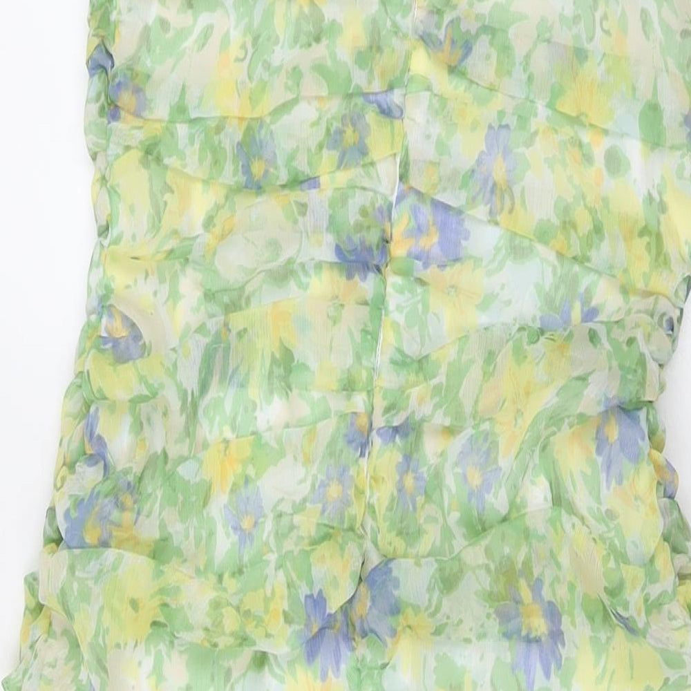 ASOS Womens Green Floral Polyester Maxi Size 10 Square Neck Zip