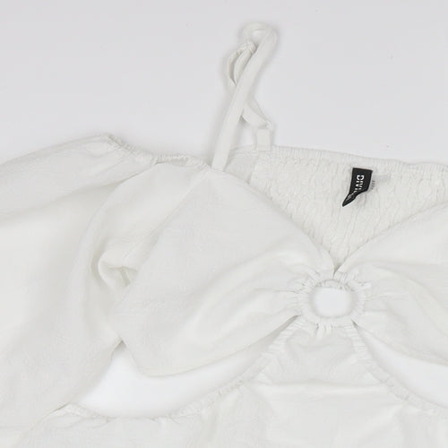 H&M Womens White Polyester A-Line Size M Sweetheart Pullover - Cut Out Detail