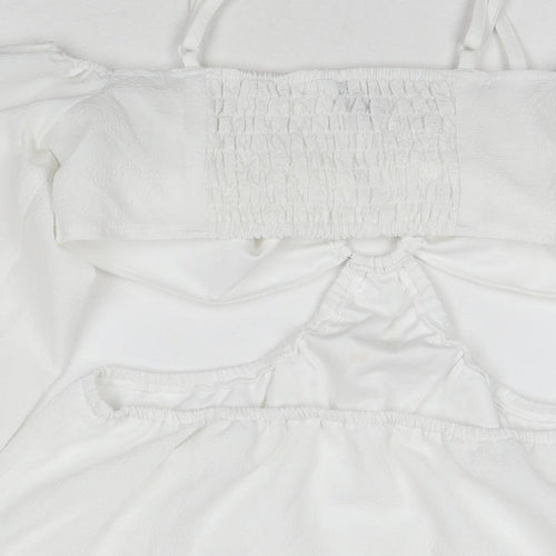 H&M Womens White Polyester A-Line Size M Sweetheart Pullover - Cut Out Detail
