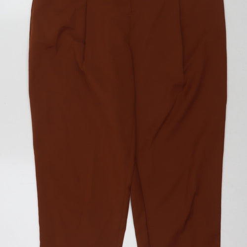 New Look Womens Brown Polyester Trousers Size 12 L26 in Regular Zip