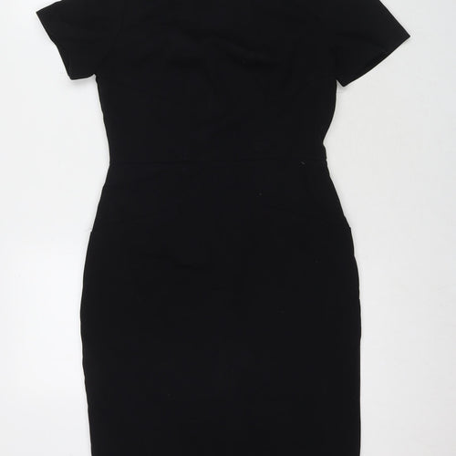 NEXT Womens Black Polyester A-Line Size 10 Round Neck Zip