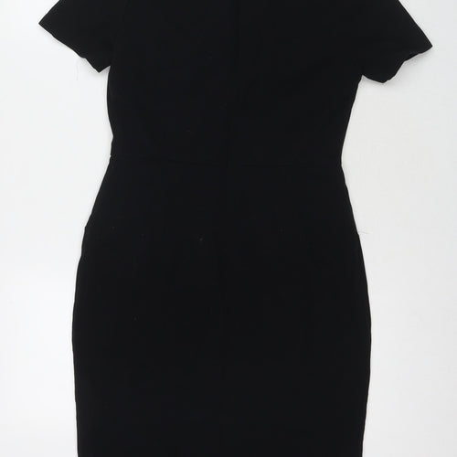 NEXT Womens Black Polyester A-Line Size 10 Round Neck Zip