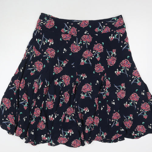 Monsoon Womens Blue Floral Viscose Pleated Skirt Size 16 Zip
