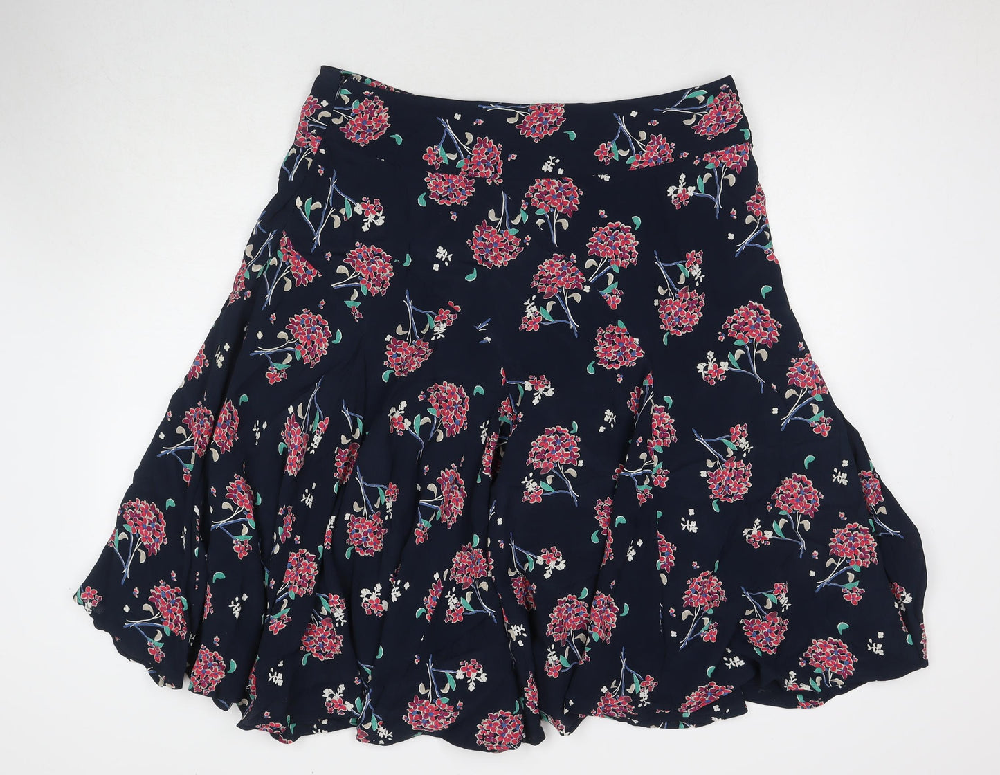 Monsoon Womens Blue Floral Viscose Pleated Skirt Size 16 Zip