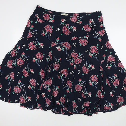 Monsoon Womens Blue Floral Viscose Pleated Skirt Size 16 Zip