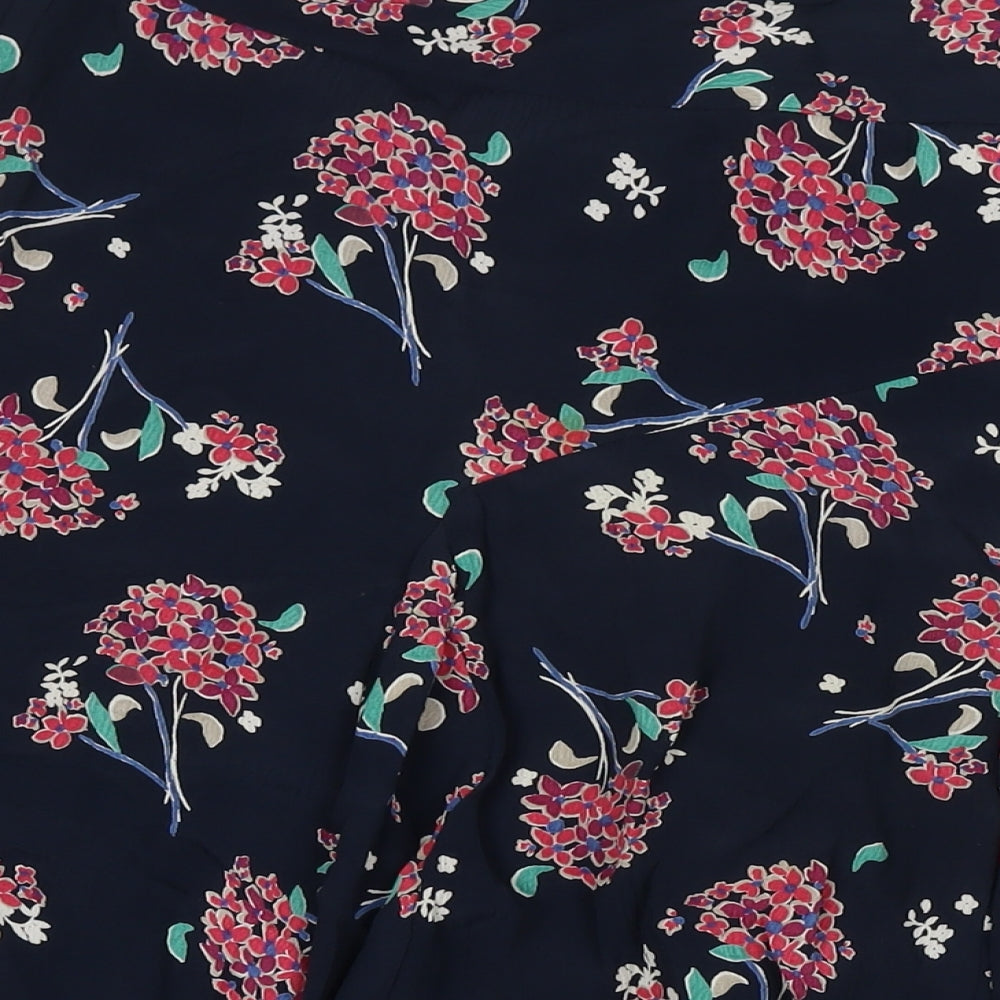 Monsoon Womens Blue Floral Viscose Pleated Skirt Size 16 Zip