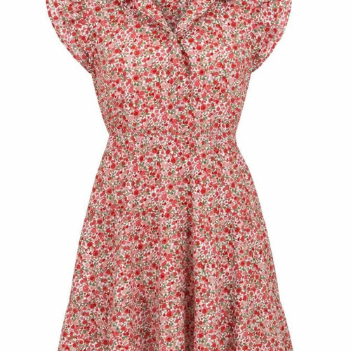 Monteau Womens Red Floral Viscose Fit & Flare Size XS V-Neck Pullover