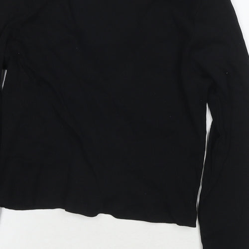 Brave Soul Womens Black Cotton Jersey T-Shirt Size S V-Neck