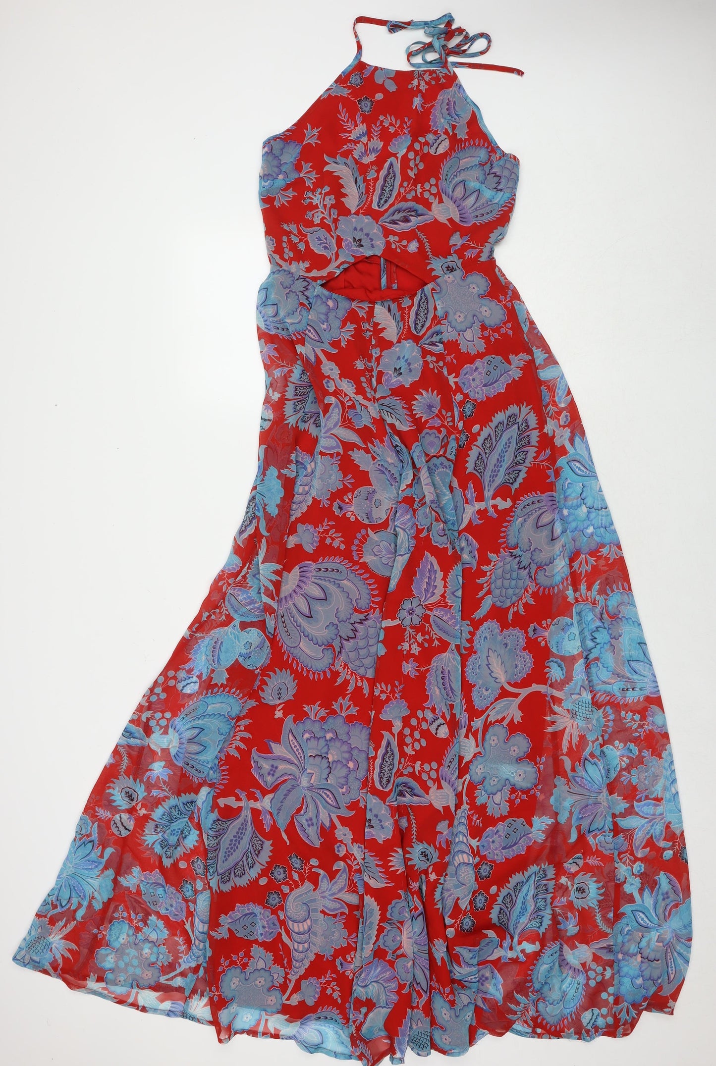 ASOS Womens Multicoloured Floral Polyester Maxi Size 8 Halter Zip