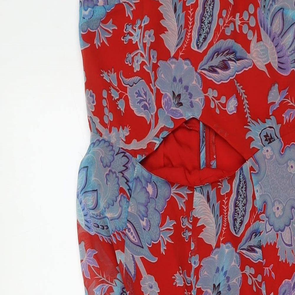 ASOS Womens Multicoloured Floral Polyester Maxi Size 8 Halter Zip