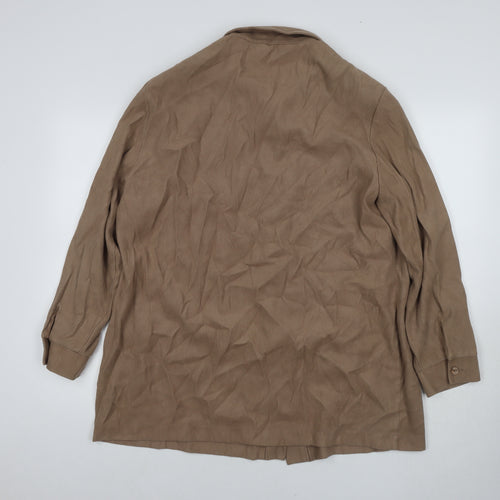 ELVI Womens Brown Viscose Basic Button-Up Size 24 Collared