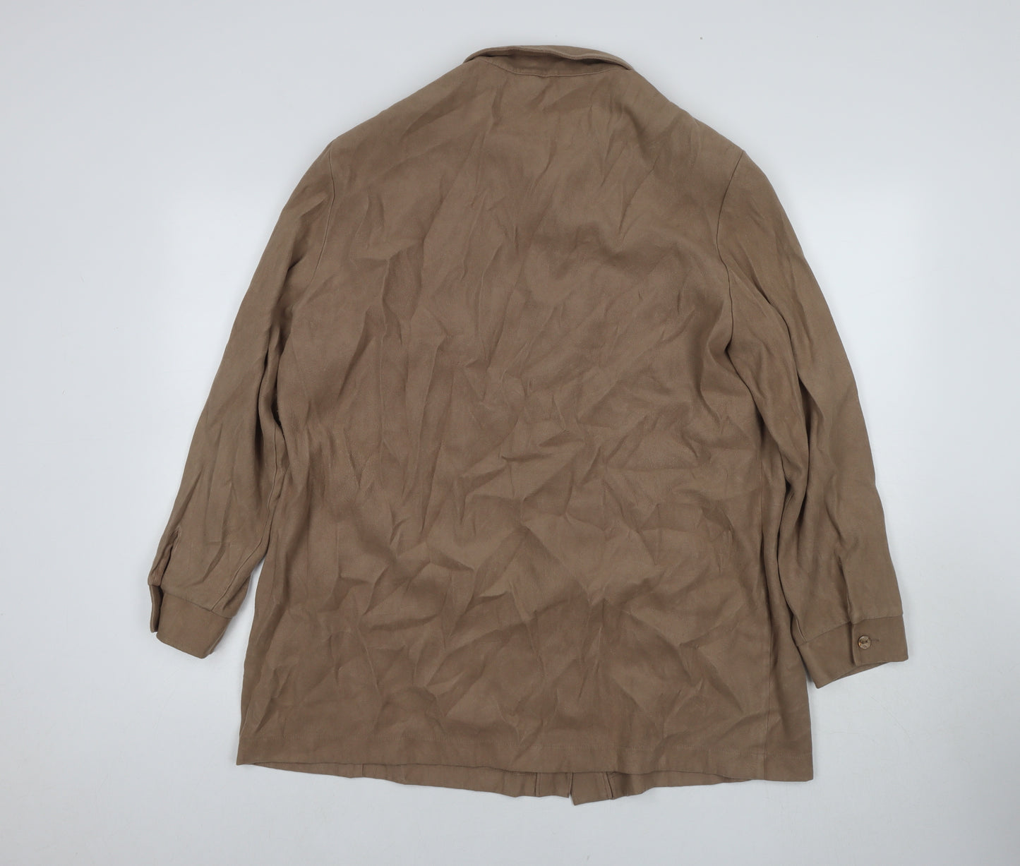 ELVI Womens Brown Viscose Basic Button-Up Size 24 Collared