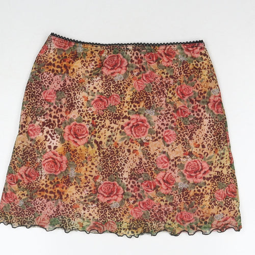 Urban Outfitters Womens Multicoloured Floral Polyester Mini Skirt Size S
