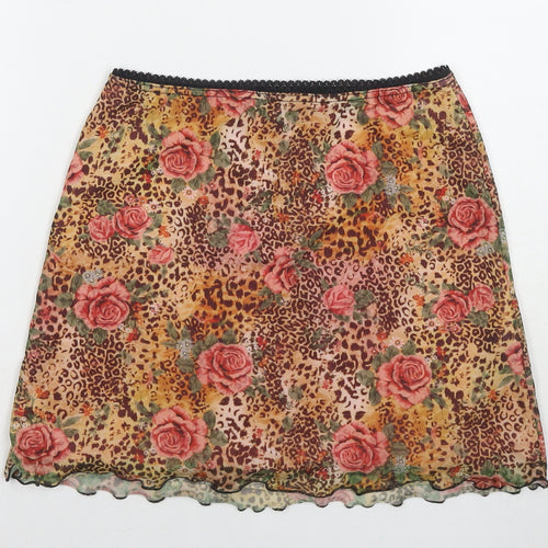 Urban Outfitters Womens Multicoloured Floral Polyester Mini Skirt Size S