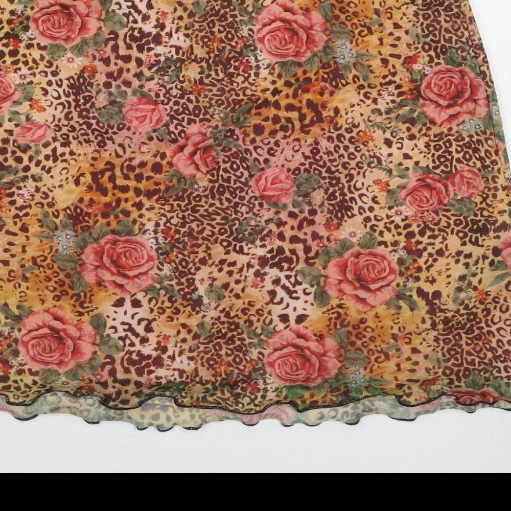 Urban Outfitters Womens Multicoloured Floral Polyester Mini Skirt Size S