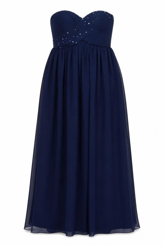 Wedding Womens Blue Polyester Ball Gown Size 6 Sweetheart Zip - Strapless
