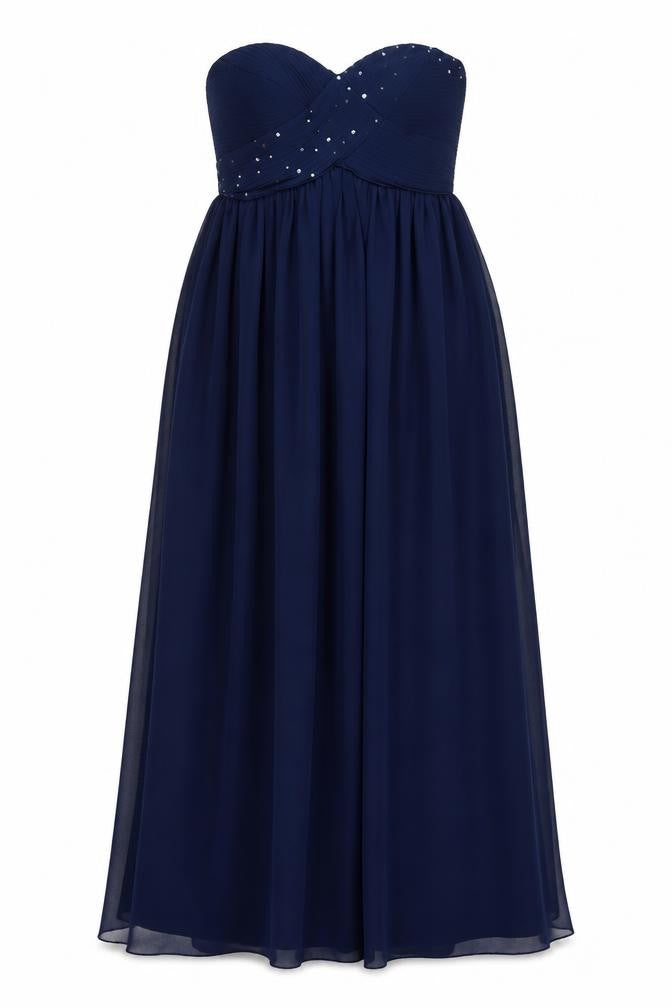 Wedding Womens Blue Polyester Ball Gown Size 6 Sweetheart Zip - Strapless