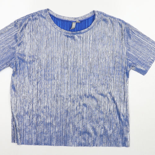 ASOS Womens Silver Polyester Basic T-Shirt Size 8 Round Neck