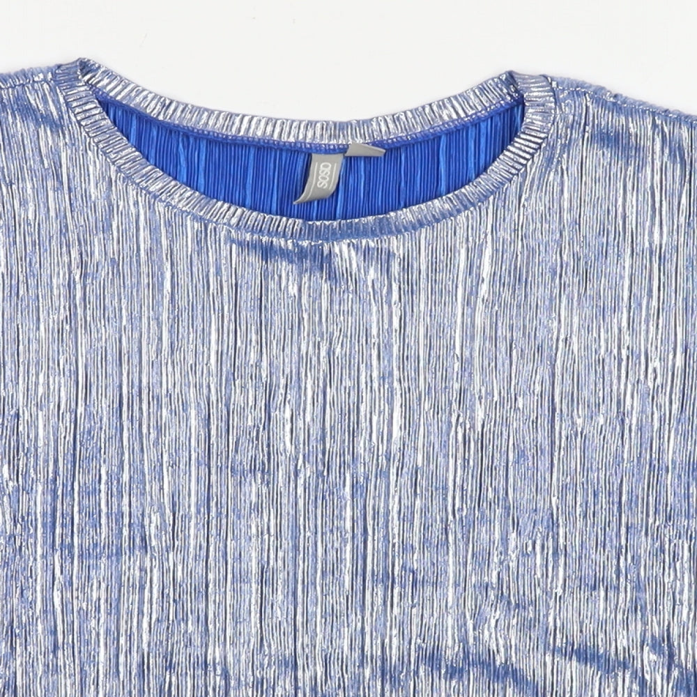 ASOS Womens Silver Polyester Basic T-Shirt Size 8 Round Neck