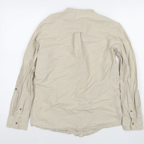 H&M Boys Brown Cotton Basic Button-Up Size 14-15 Years Collared Pullover