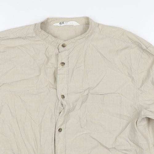 H&M Boys Brown Cotton Basic Button-Up Size 14-15 Years Collared Pullover