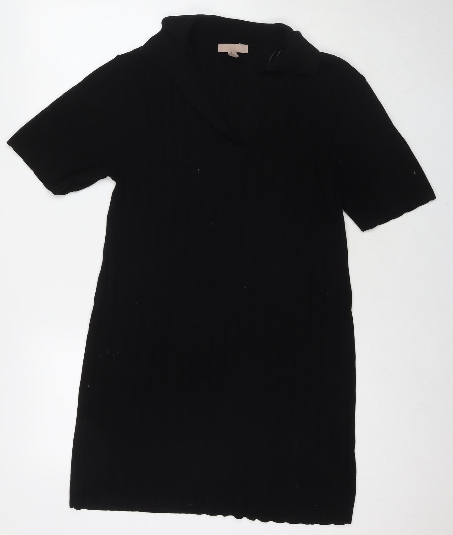 H&M Womens Black Acrylic Jumper Dress Size S Collared Pullover