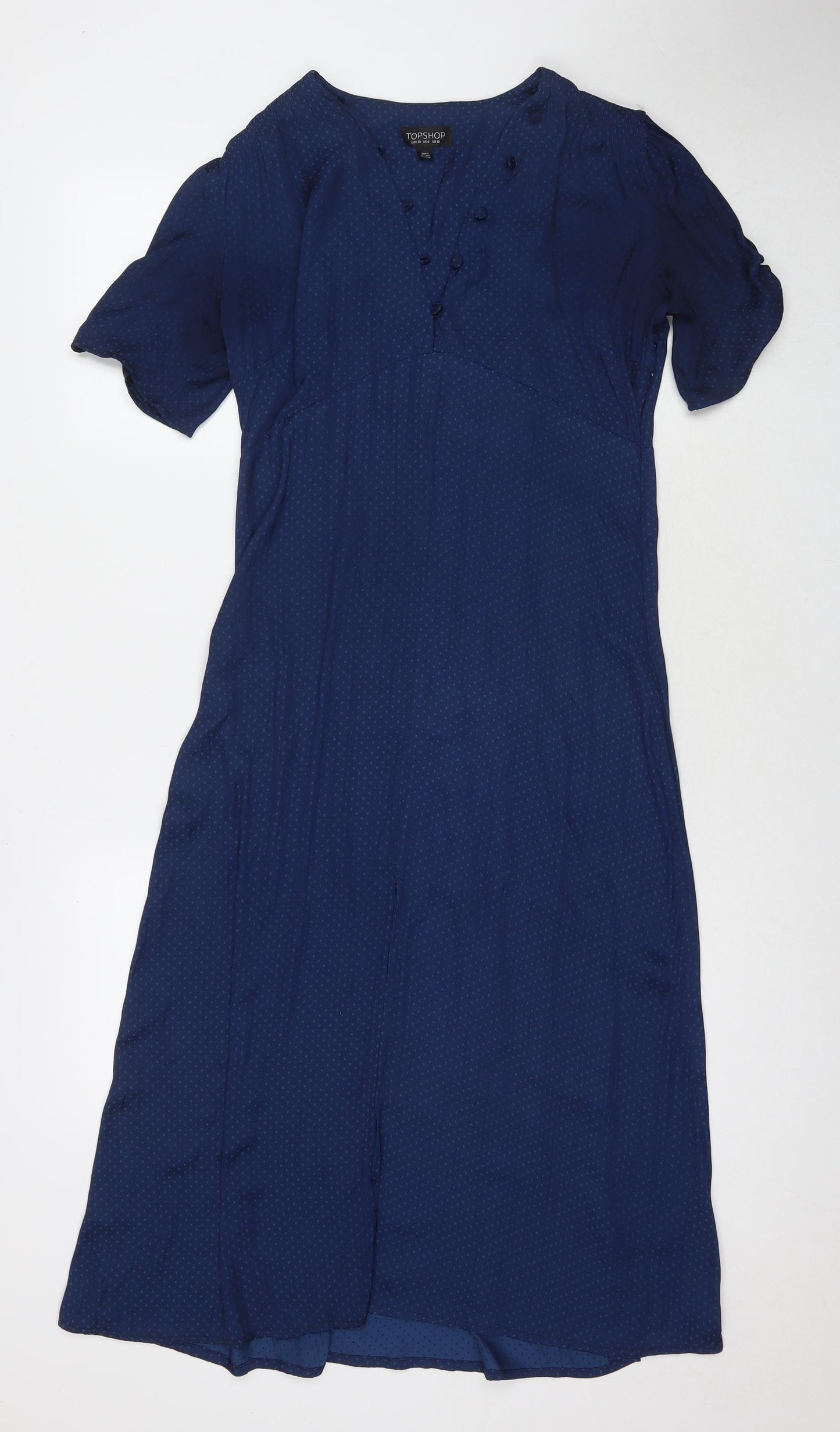 H&M Womens Blue Polka Dot Viscose Maxi Size 10 V-Neck Pullover