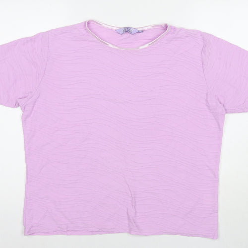 EWM Womens Purple Polyester Basic T-Shirt Size 18 Round Neck - Size 18-20