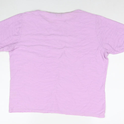 EWM Womens Purple Polyester Basic T-Shirt Size 18 Round Neck - Size 18-20