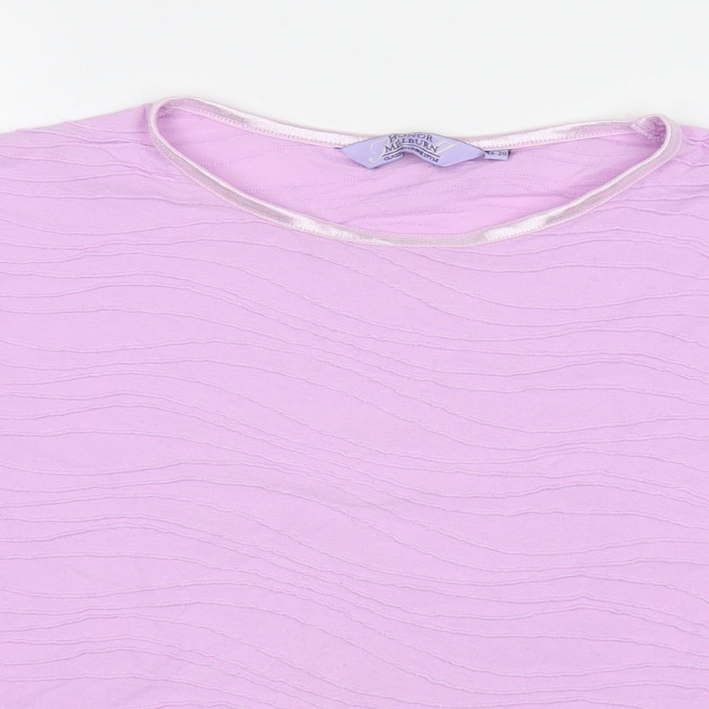 EWM Womens Purple Polyester Basic T-Shirt Size 18 Round Neck - Size 18-20