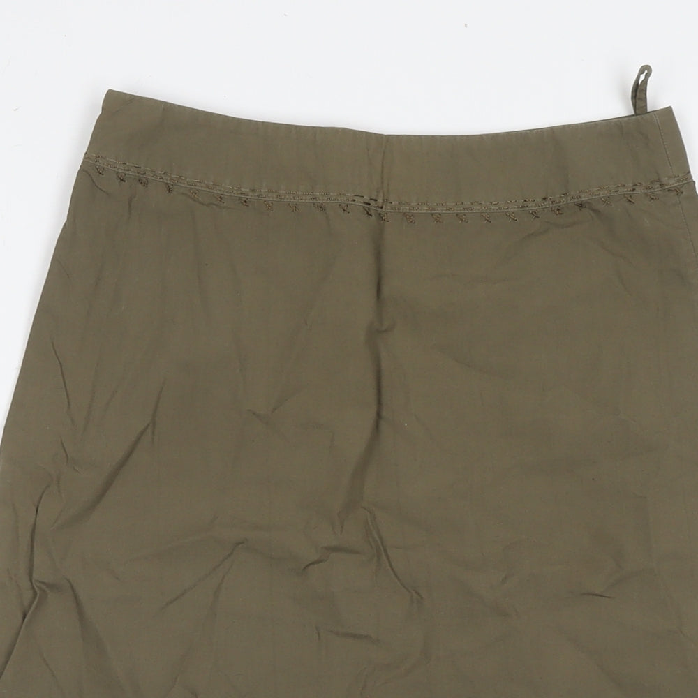 Jigsaw Womens Brown Cotton A-Line Skirt Size 8 Zip
