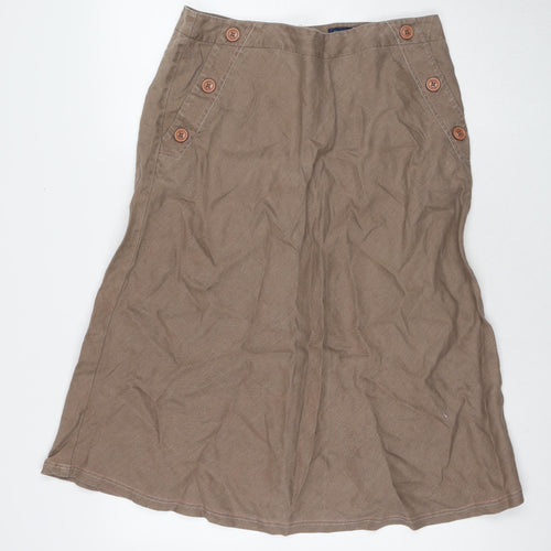 Boden Womens Brown Linen A-Line Skirt Size 14 Zip