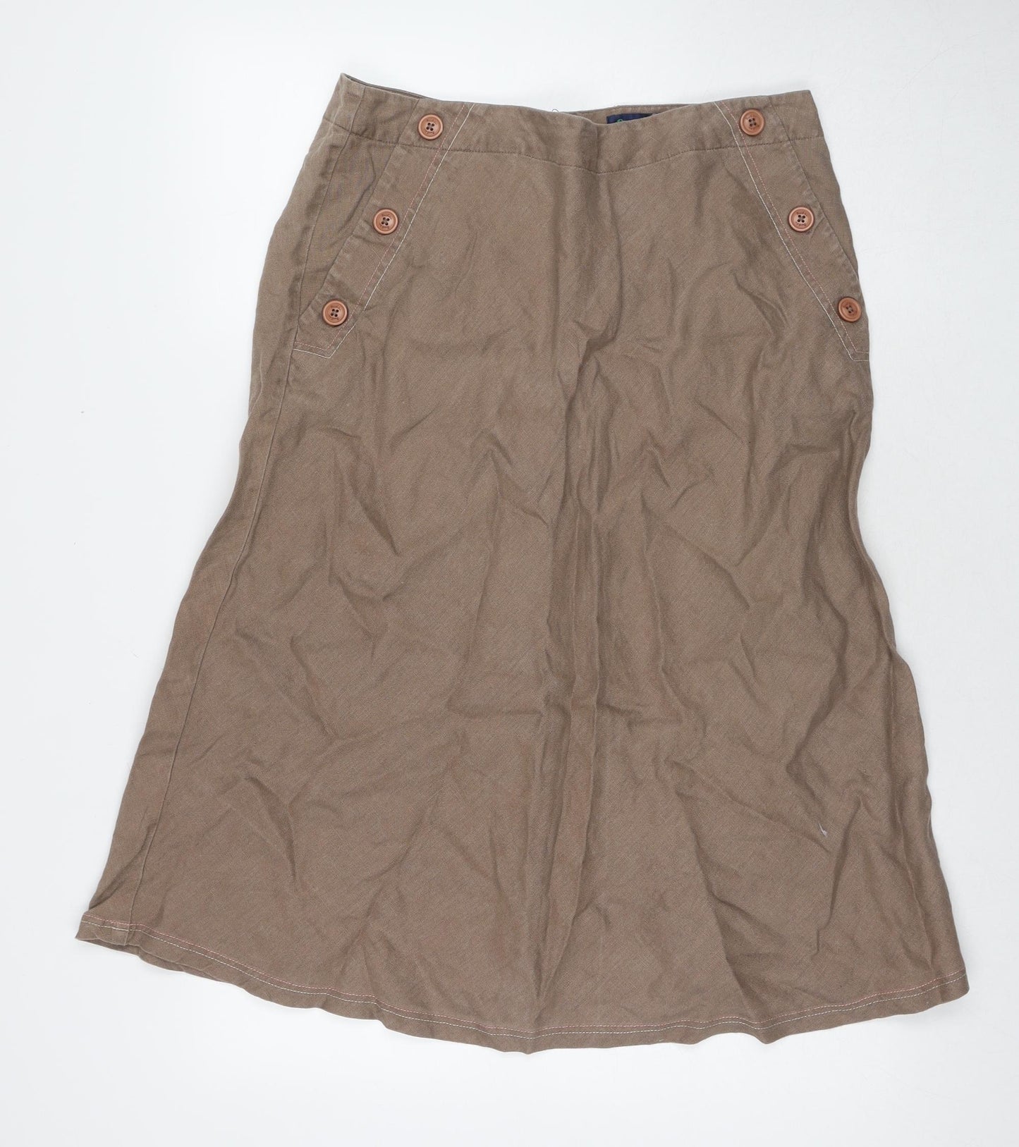 Boden Womens Brown Linen A-Line Skirt Size 14 Zip