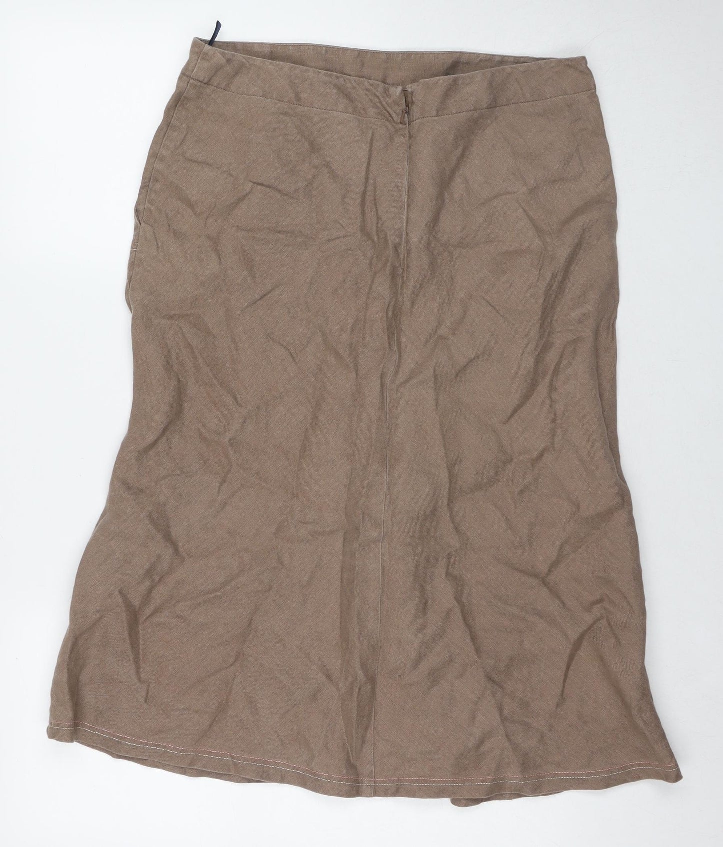Boden Womens Brown Linen A-Line Skirt Size 14 Zip