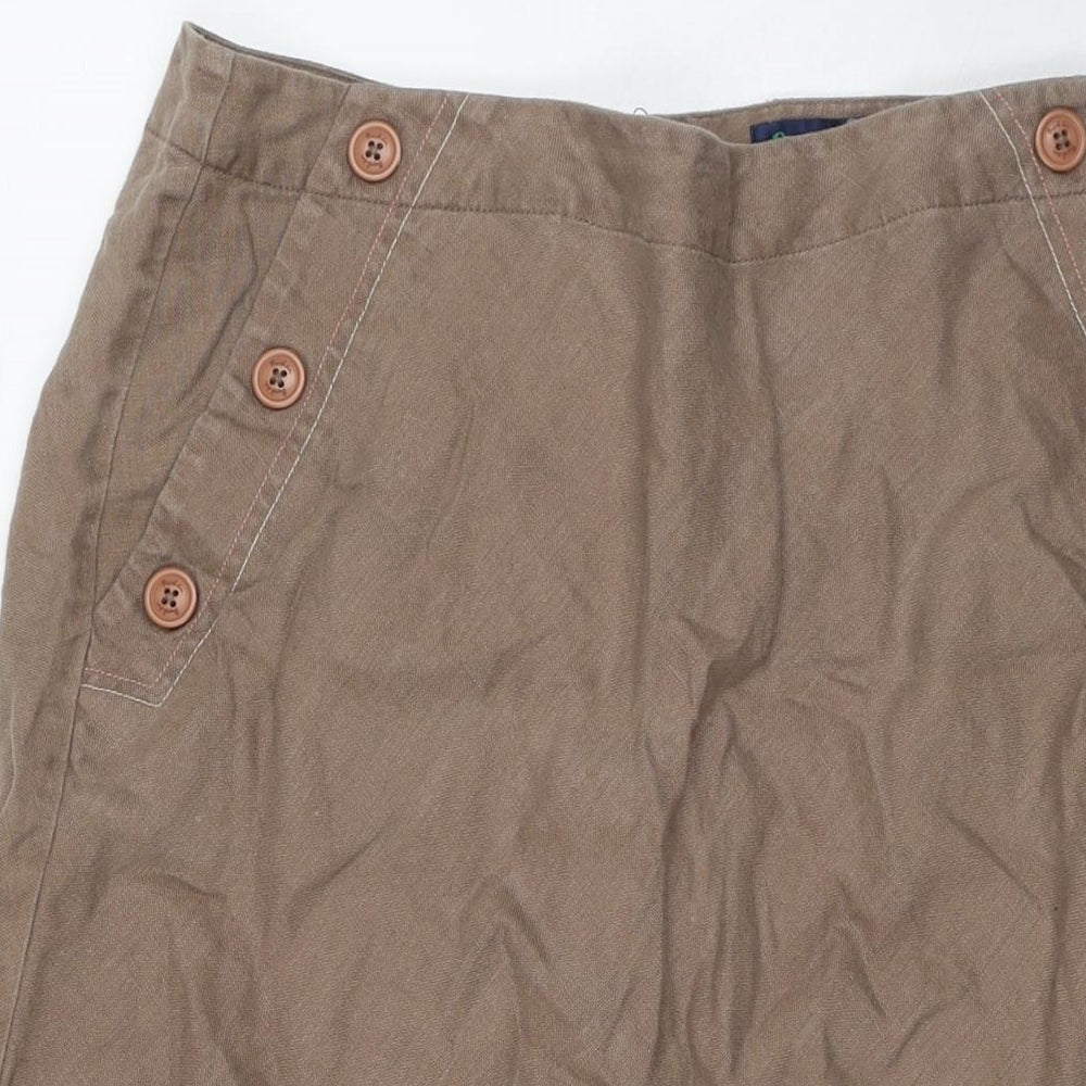 Boden Womens Brown Linen A-Line Skirt Size 14 Zip