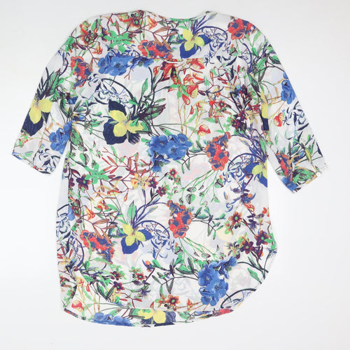 Figuerca Womens Multicoloured Floral Polyester A-Line Size S Round Neck Pullover