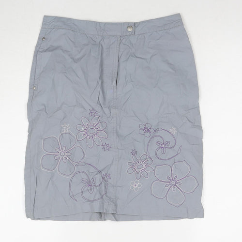 O'Neill Womens Grey Cotton A-Line Skirt Size XS Zip - Flowers