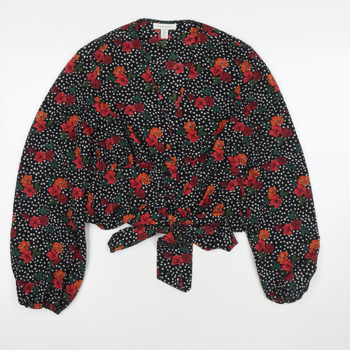 Topshop Womens Multicoloured Polka Dot Viscose Basic Button-Up Size 10 V-Neck