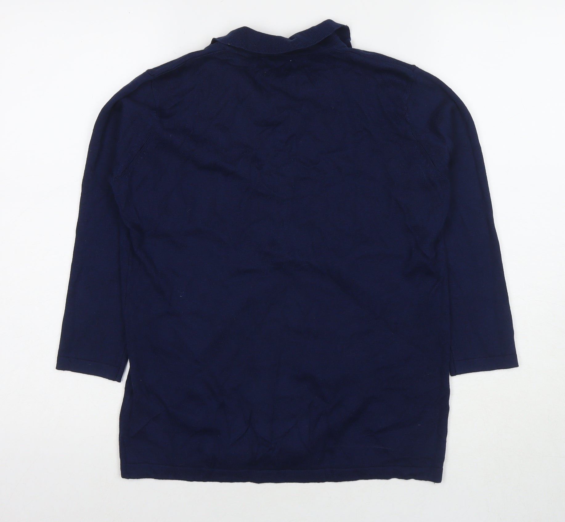 Munrospun Womens Blue Collared Cotton Pullover Jumper Size S – Preworn