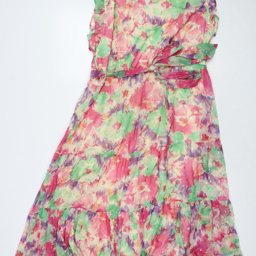 Love&Roses Womens Multicoloured Floral Polyester Maxi Size 18 V-Neck Pullover