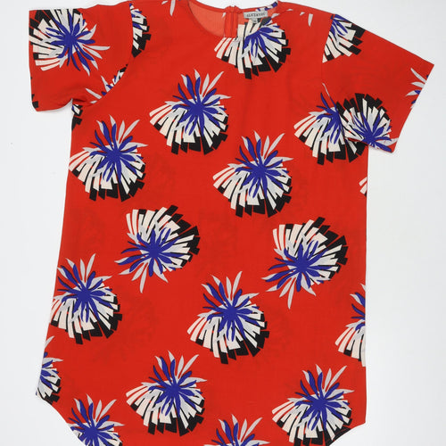 Alice&You Womens Red Floral Polyester Tunic Blouse Size 20 Round Neck