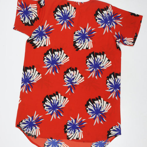 Alice&You Womens Red Floral Polyester Tunic Blouse Size 20 Round Neck