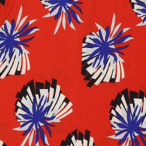 Alice&You Womens Red Floral Polyester Tunic Blouse Size 20 Round Neck